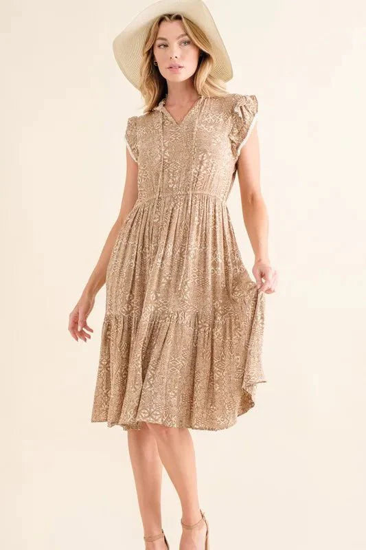 And The Why Boho Printed Tiered Maxi Dress