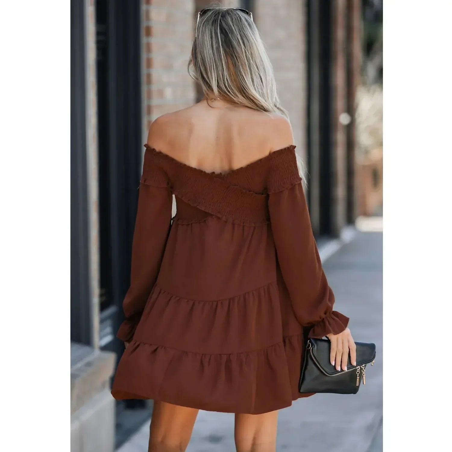 Boho Crisscross Off Shoulder Mini Dress