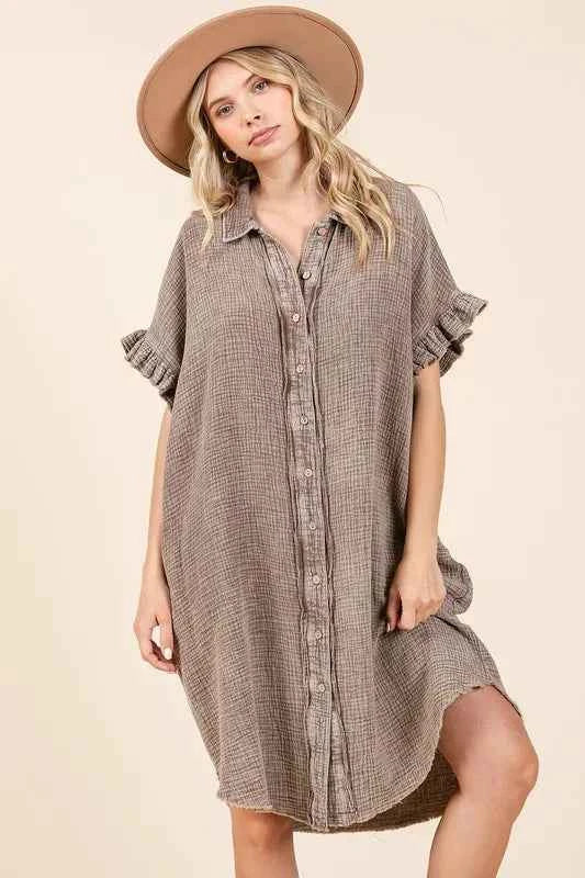 Mittoshop Mineral Wash Cotton Gauze Mini Dress