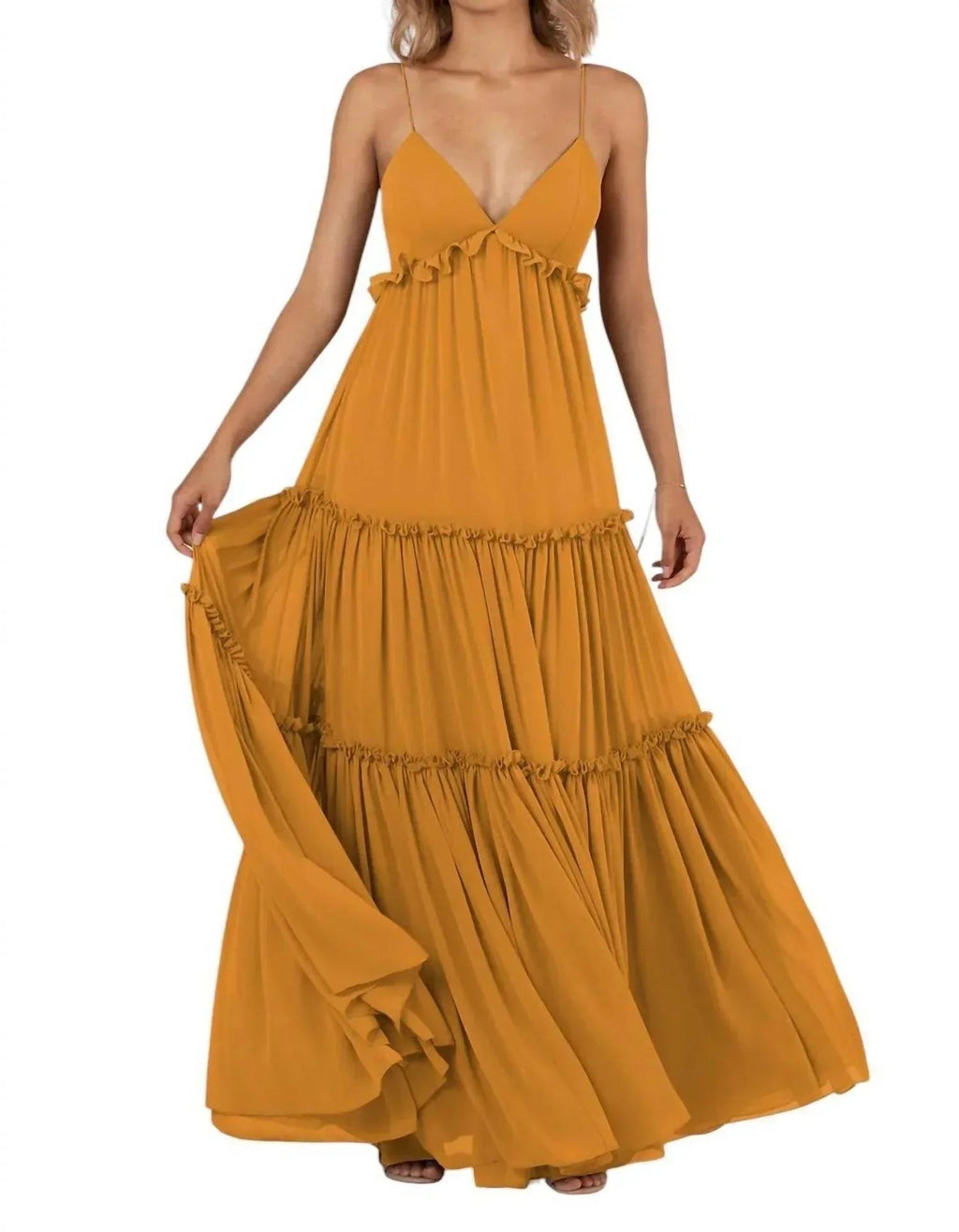 Sleeveless Boho-Inspired Bridesmaid Dress with Strappy Back